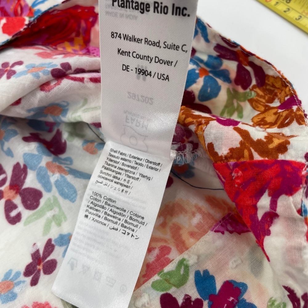 FARM Rio Multicolor Floral Puff-Sleeve Peasant Blouse with Banana Design - Picture 10 of 14